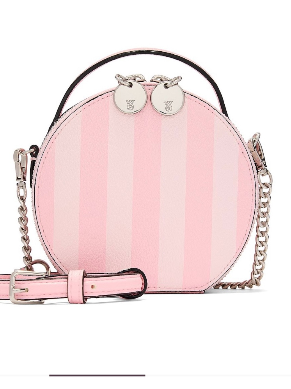 New Pink Victoria’s Secret Heritage Stripe Hat Box Crossbody Bag Purse Handbag
